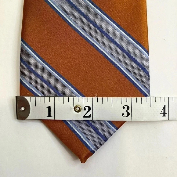 SAKS FIFTH AVENUE Orange Woven Silk Stripe Tie - Picture 9 of 11